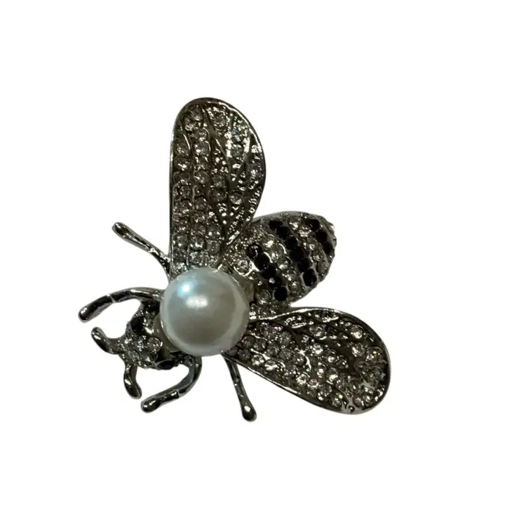 Silver And Black Tone Bee Brooch