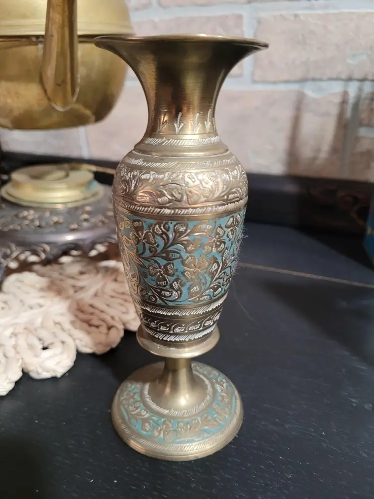 Brass Etched Vase
