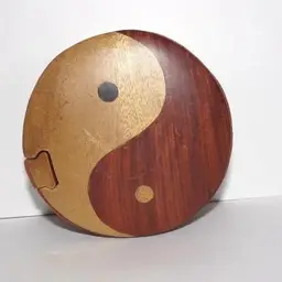 Hand Carved Intarsia Yin-Yang Puzzle Box