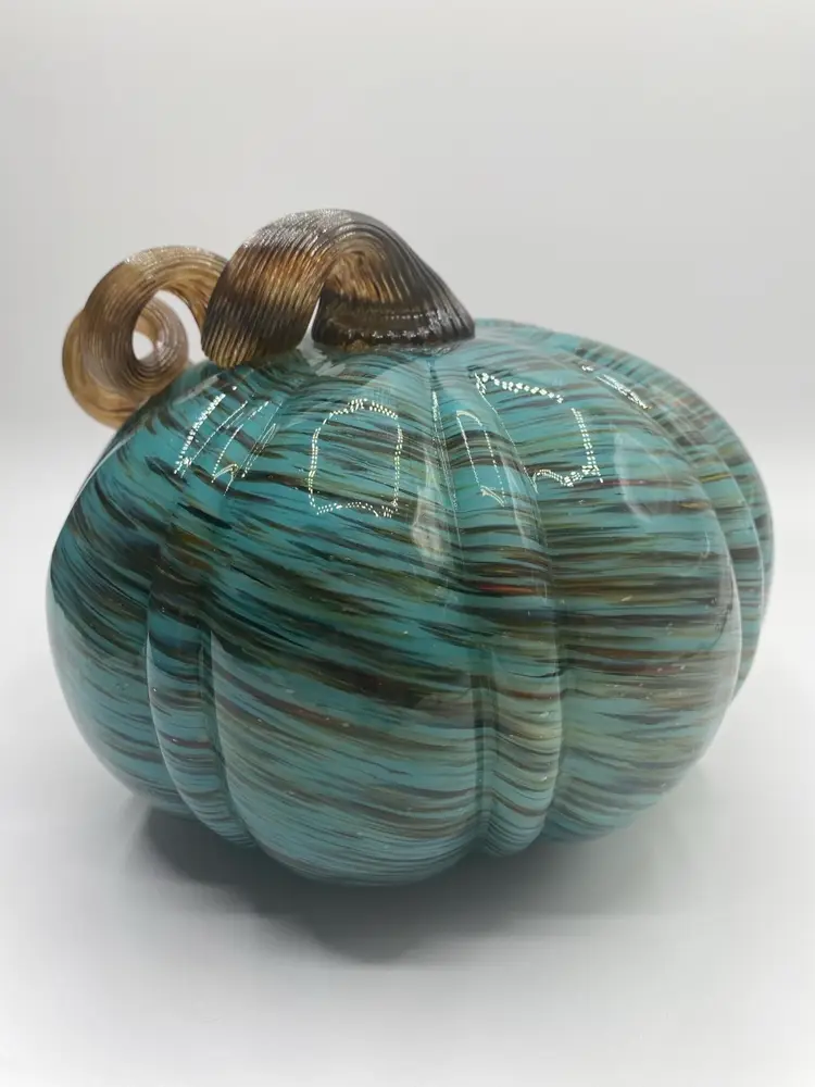 01. Gardens Eden Blue & Brown Pumpkin 7” W 5-1/2” Tall