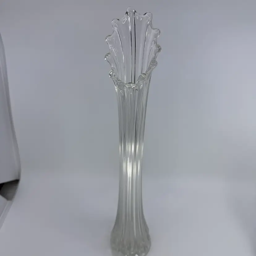 Tall Ribbed Clear Swung Vase 17”