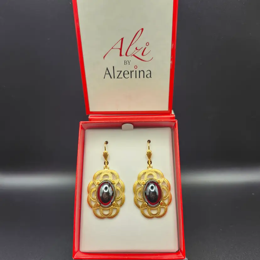 Alzi by Alzerina Handcrafted 24K Gold Plated Filigree Drop Earrings