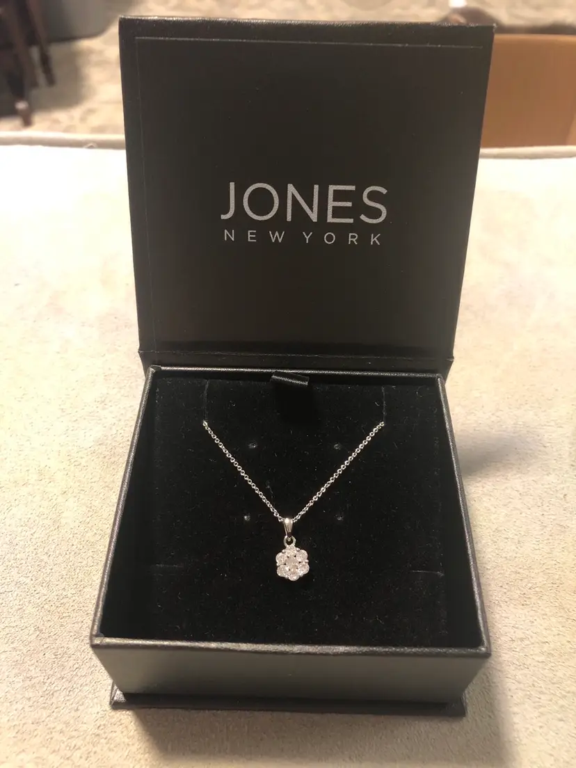 Jones New York Jeweled Flower Necklace with Box