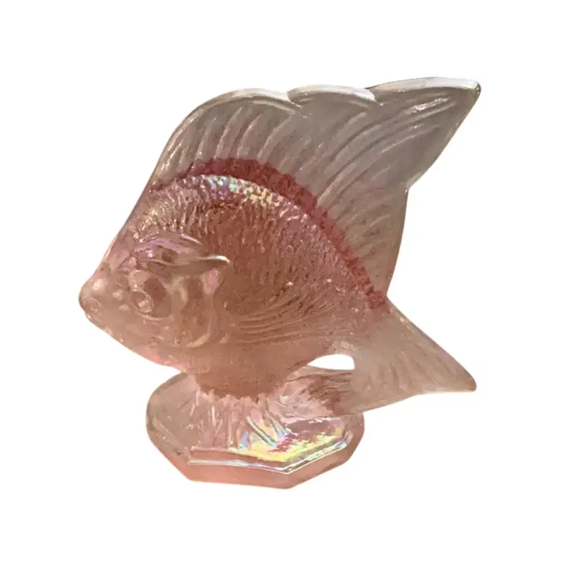 Fenton Pink Glass Irizided Mini Angelfish 2 1/2” X 2 7/8”