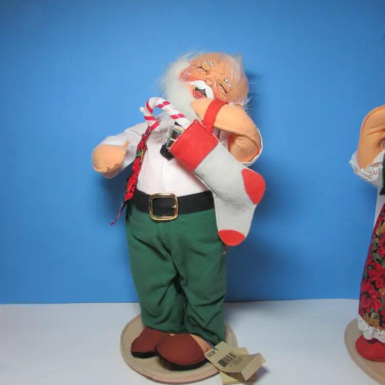 set of vintage Mr and Mrs Claus 18" doll with sticking Annalee dols Christmas Santa 1998