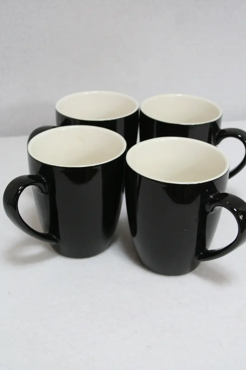 Sweese Porcelain 16 oz Black Coffee Tea Latte Cocoa Mugs Cups Set of 4