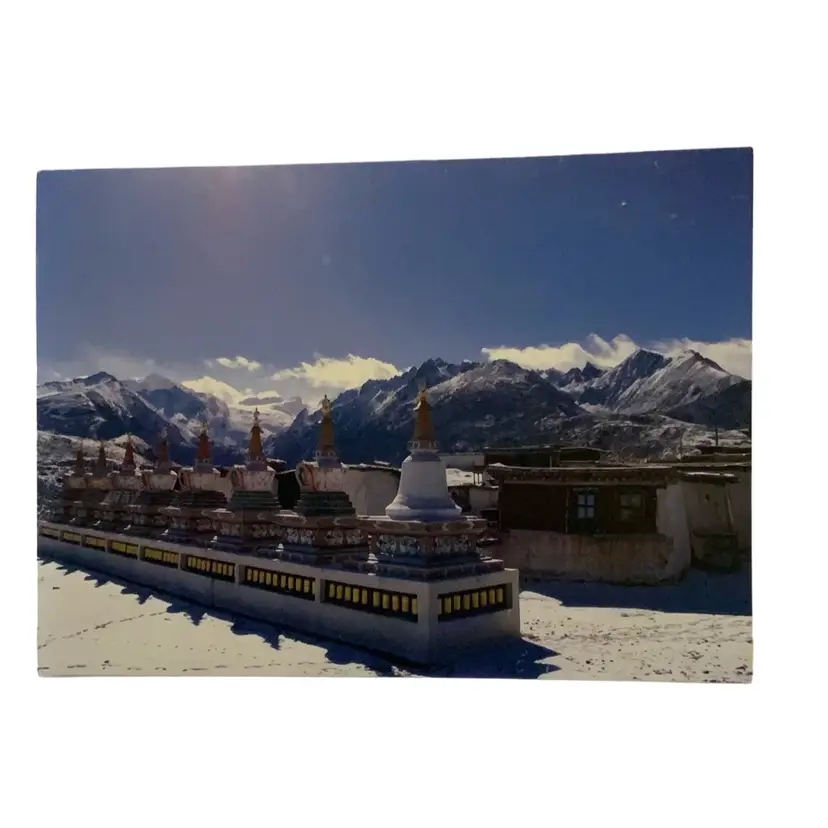 Vintage Stupas at Dzogchen Monastery in Eastern Tibet Greeting Card 6” By 4”