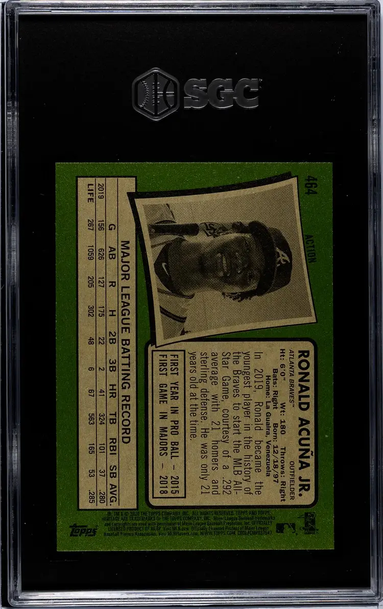 2020 Topps Heritage #464 Ronald Acuna Jr. Action Variation SGC 9.5