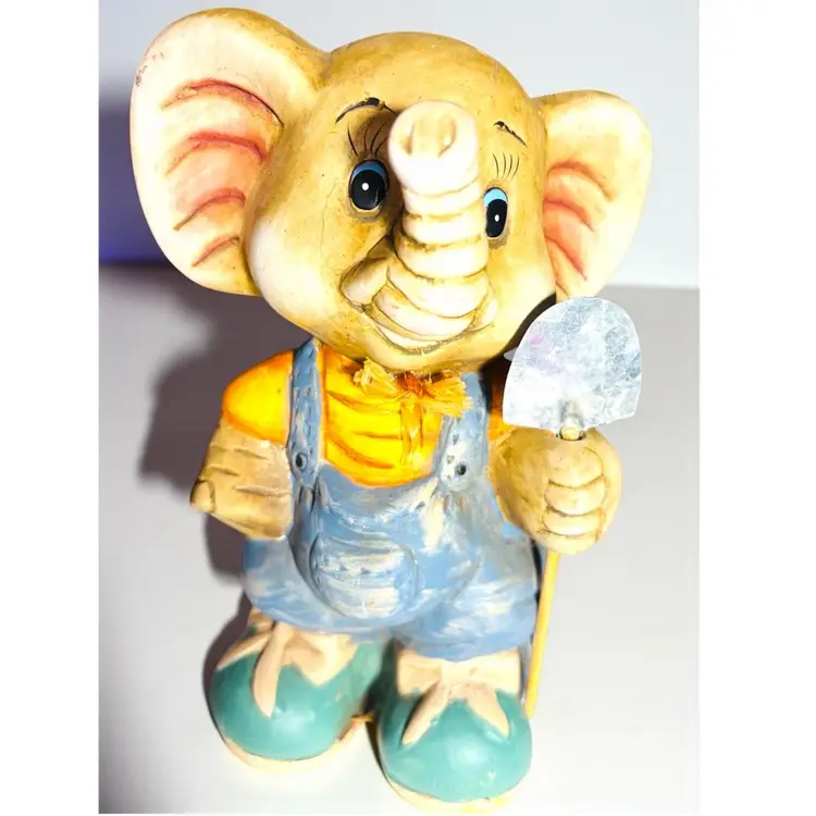 Vintage Ceramic Gardening Elephant Anthropomorphic 1990s? - 7” x 4” x 3.5”