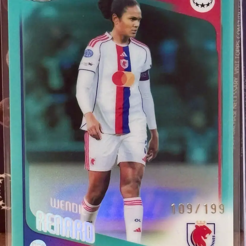 Wendie Renard 2025/26 Topps Chrome UWCL Aqua Refractor /199 Lyon France