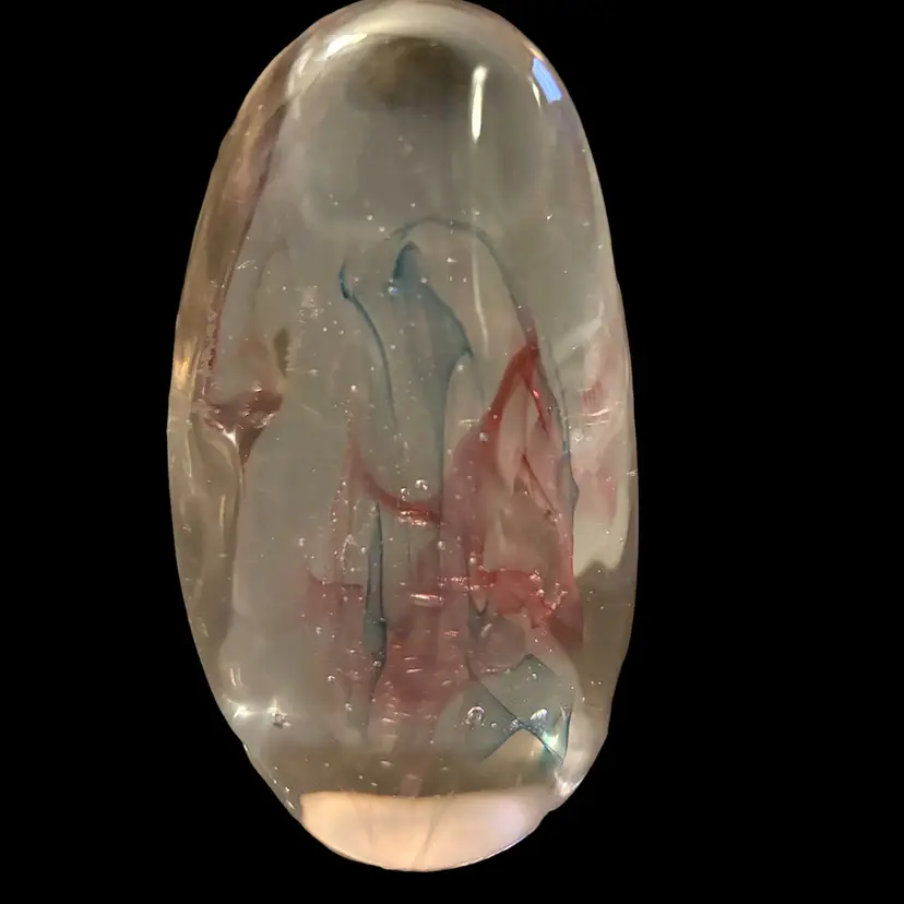 VINTAGE Oblong Swirl Art GLASS PAPERWEIGHT LISA R. ROWE SIGNED