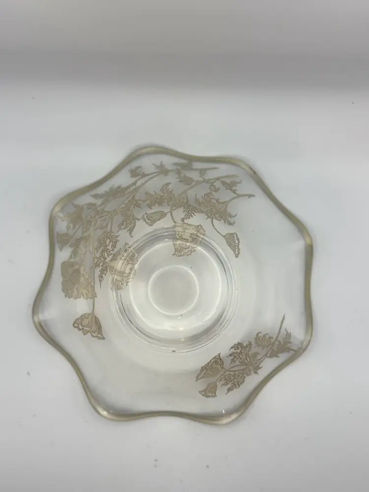 Vintage Silver City Flanders Poppy Sterling Silver Overlay Footed Bowl 6.5” Diameter