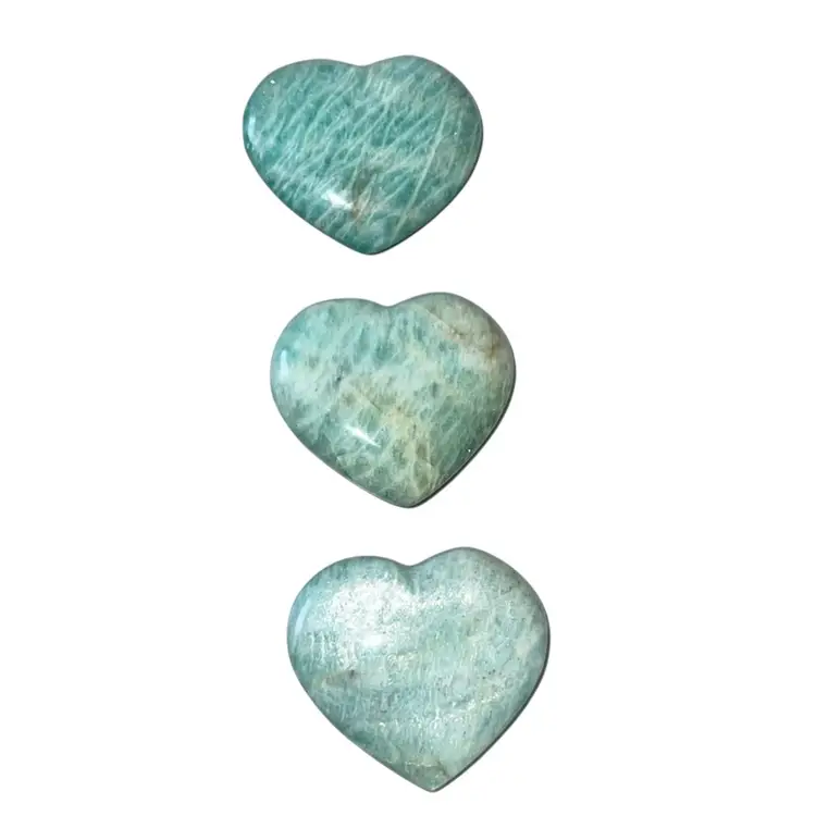 Amazonite Heart Shape Palm Stones Set Of 3 2”