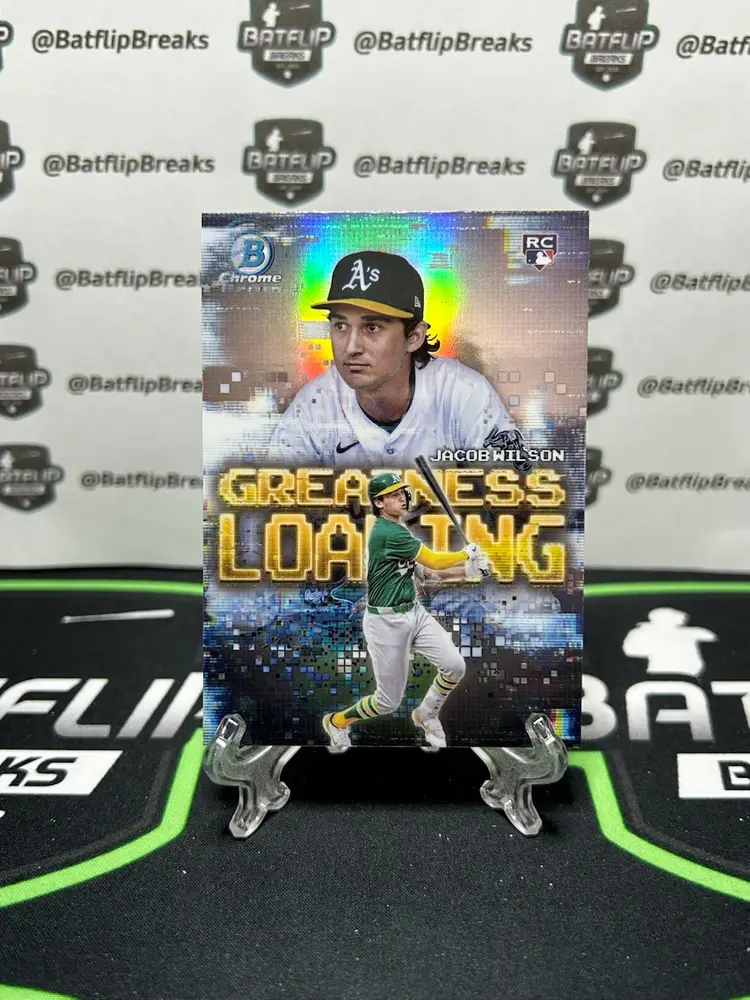 Jacob Wilson 2025 Bowman Chrome Greatness Loading Insert RC #GL-16 Oakland Athletics