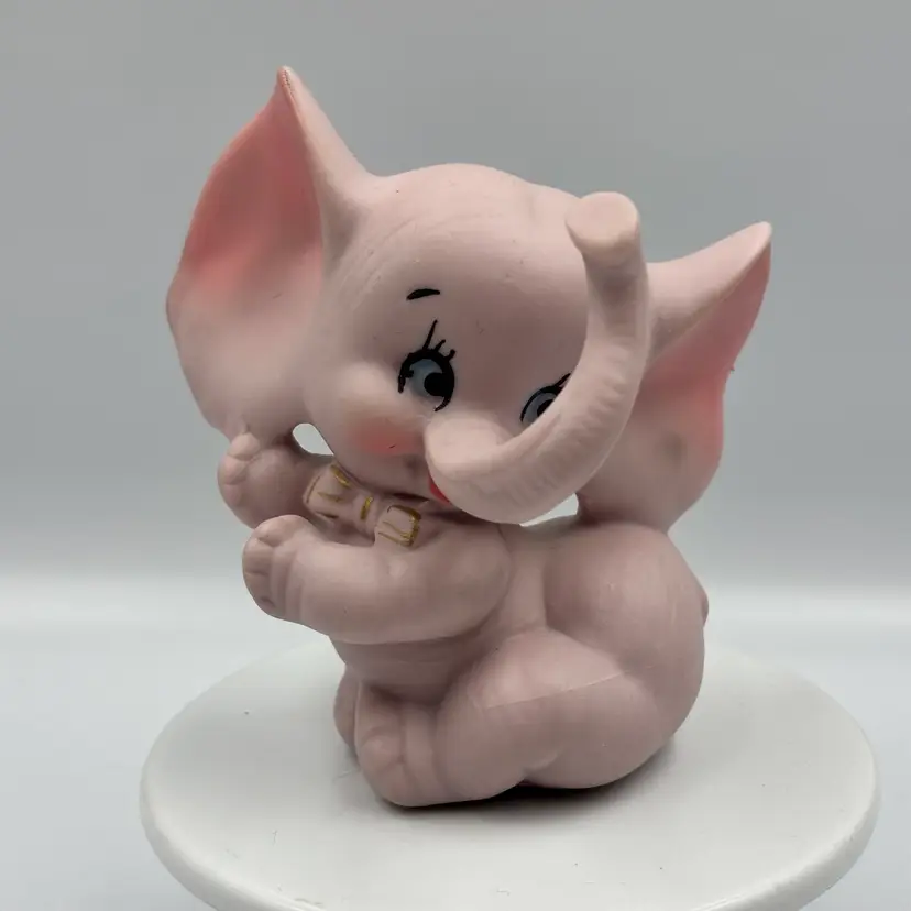Vintage Kitschy Kelvin’s Pink Elephant Figurine 3.75”