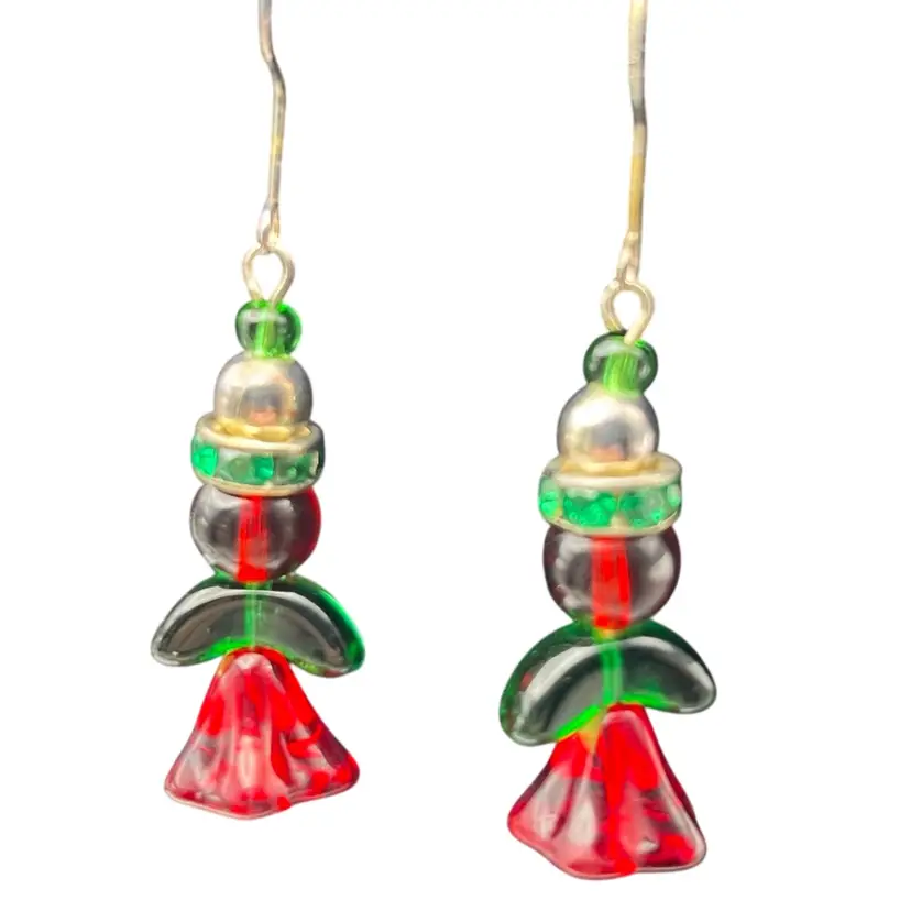 Christmas Angel Pressed Glass Earrings