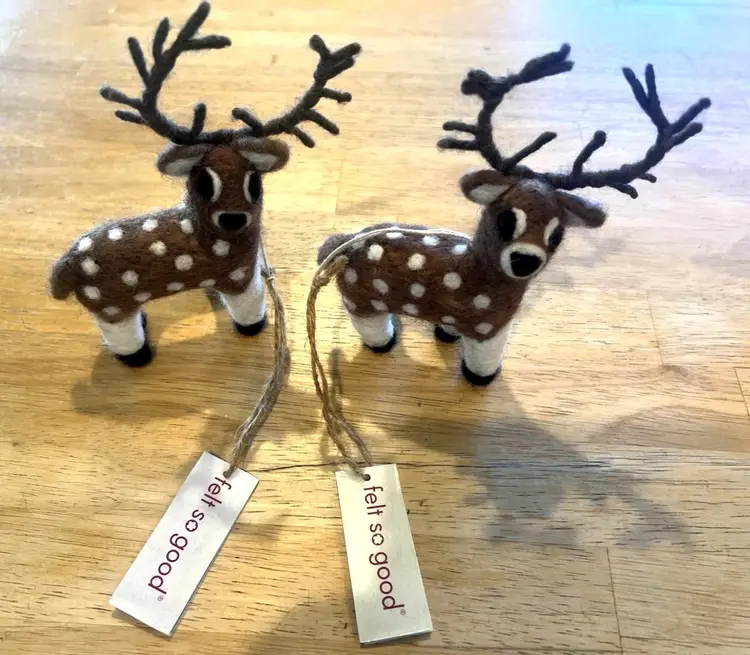 NWT Lot of 2 FELT SO GOOD Reindeer Christmas Ornaments