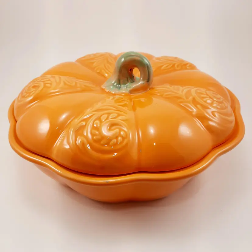 Avon Pumpkin Pie Plate Covered Lidded Dish Fall Autumn