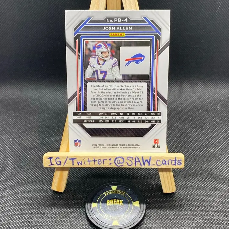 Josh Allen 2022 Chronicles Prizm Black Buffalo Bills