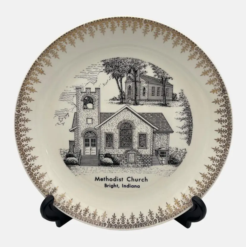 1960s Methodist Church Bright Indiana Collectible Plate World Wide Art Studios
