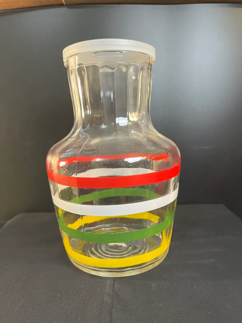 Anchor Hocking "Fiesta Stripe" Glass Juice Carafe