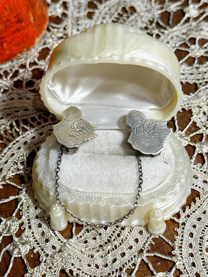 Vintage 1940s Webster Sterling Baby Duck Clips