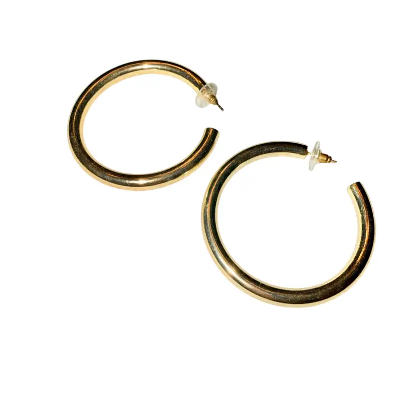 GORGEOUS Vintage Gold Tone Thick Hoops
