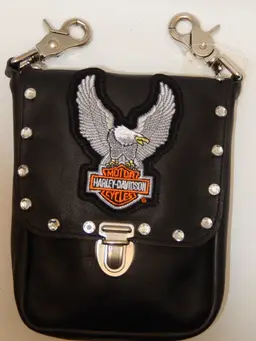 Black Leather Clip on Purse / Bag