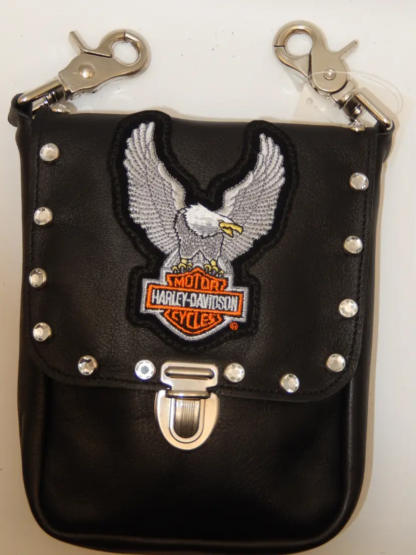 Black Leather Clip on Purse / Bag