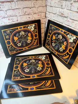 4 PC VTG  Pimpernel Placemats Bees Butterfly Flowers Cork Board(Image Is Made By A Company)