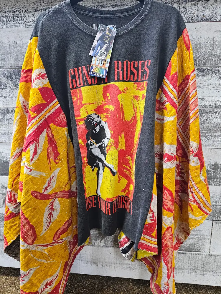 #104 GUNS N' ROSES: Upcycled Vintage Treads Kantha Ponchos