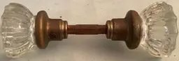12 Point Clear Glass Door Knob With Spindle Victorian Brass 2 Inch Diameter