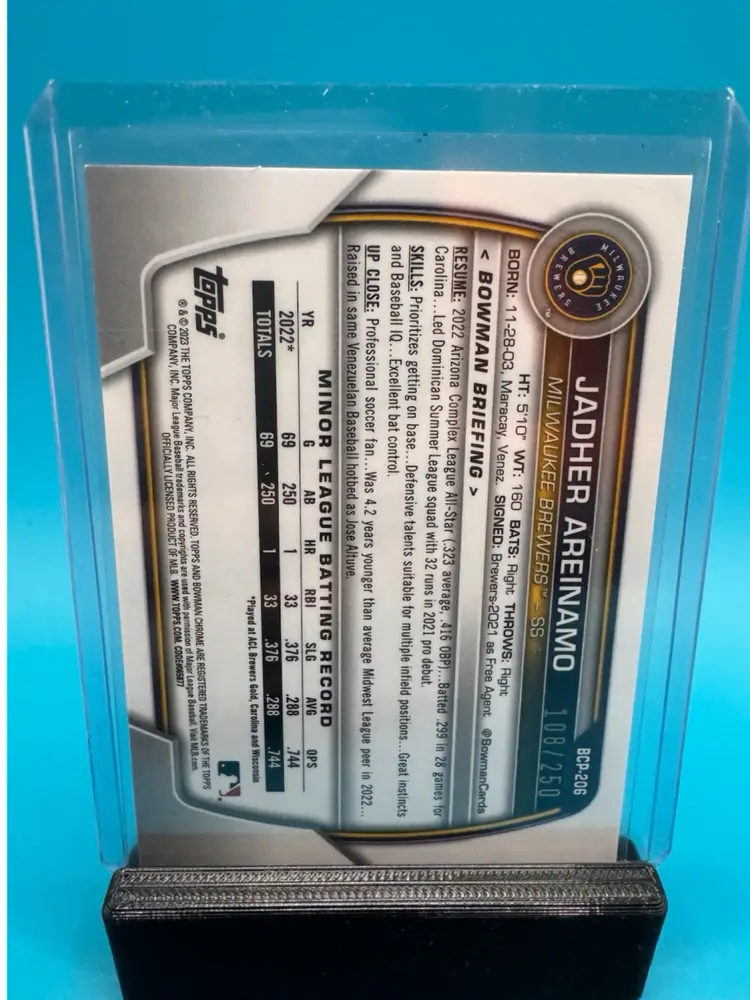 Jadher Areinamo 1st Bowman Chrome Purple Refractor /250 Tampa Bay Rays