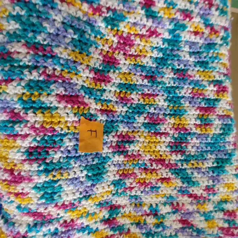 Afghan F- approx size 150 x 110. Teal, gold, magenta & purple spots. As shown.