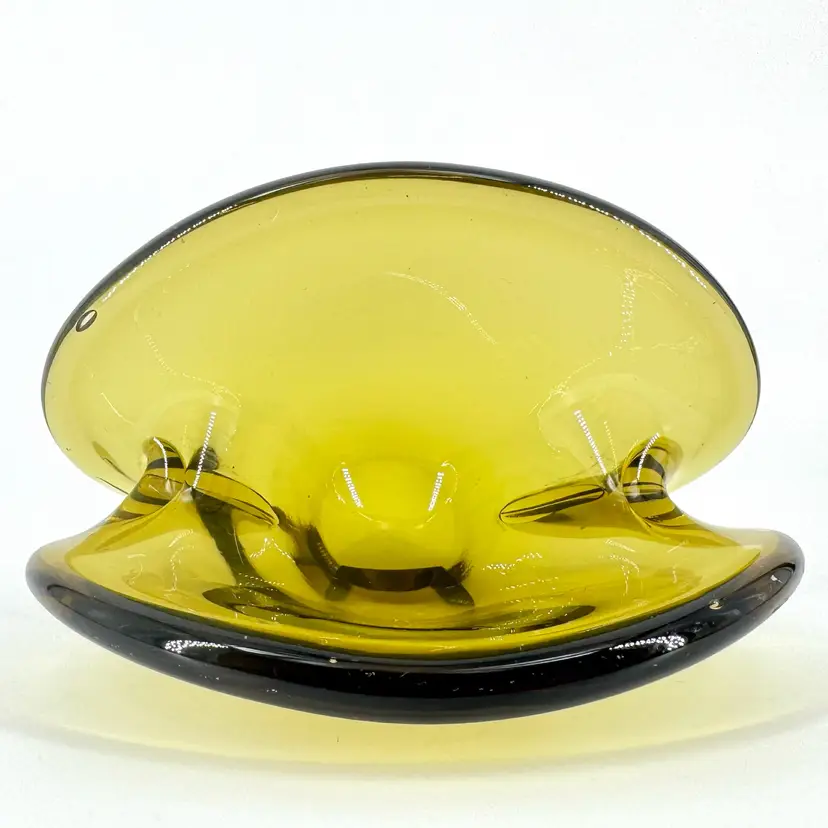 Murano Olive Green Clam Shell Bowl