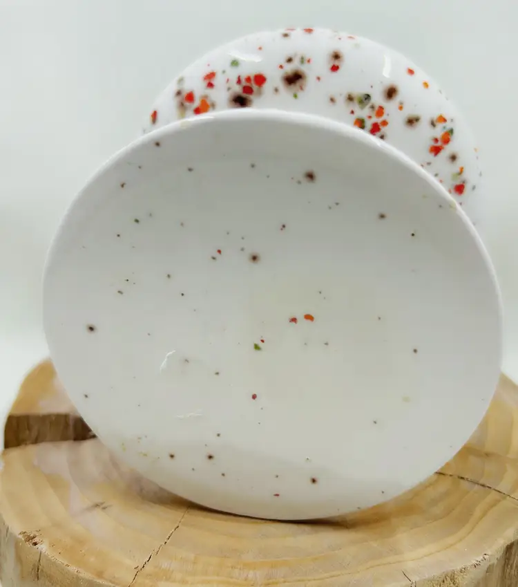 Vintage Handmade Ceramic Candle Holder In Fall Colors