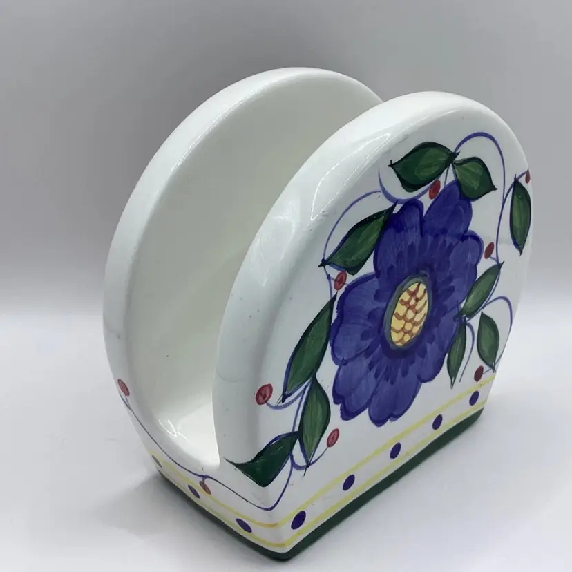 #04 Apr 25th Double Sided Flower/Apple Ceramic Napkin/Letter Holder Bella Cass By Ganz