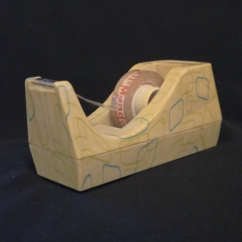 Retro Tape Dispenser Yellow Mid Century Modern 60’s 70’s Unbranded 1" Tape Roll