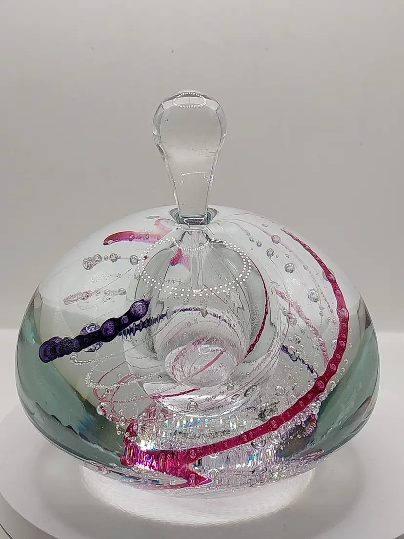 VINTAGE 1994 LEON APPLEBAUM, STUDIO GLASS PAPERWEIGHT VASE (Or Perfume Bottle) RARE!
