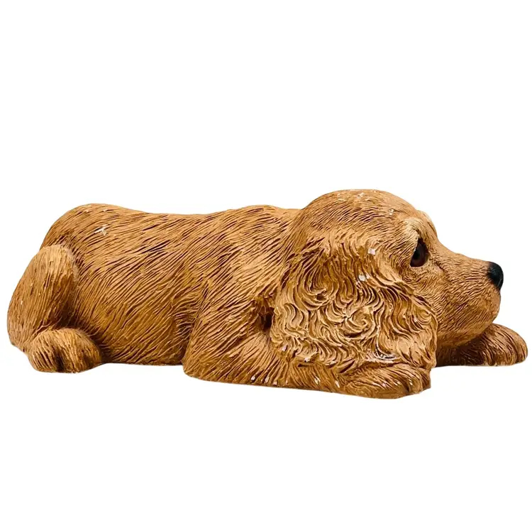 9” SANDICAST COCKER SPANIEL DOG Vintage Sculpture Figurine By Sandra Bruegel Signed Hand Casted and Hand Painted Color Buff 
1981   9 x 2 3/4”