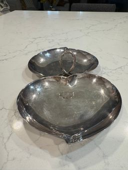 Silver plate Heart Shaped Handled Candy/Nut Dish