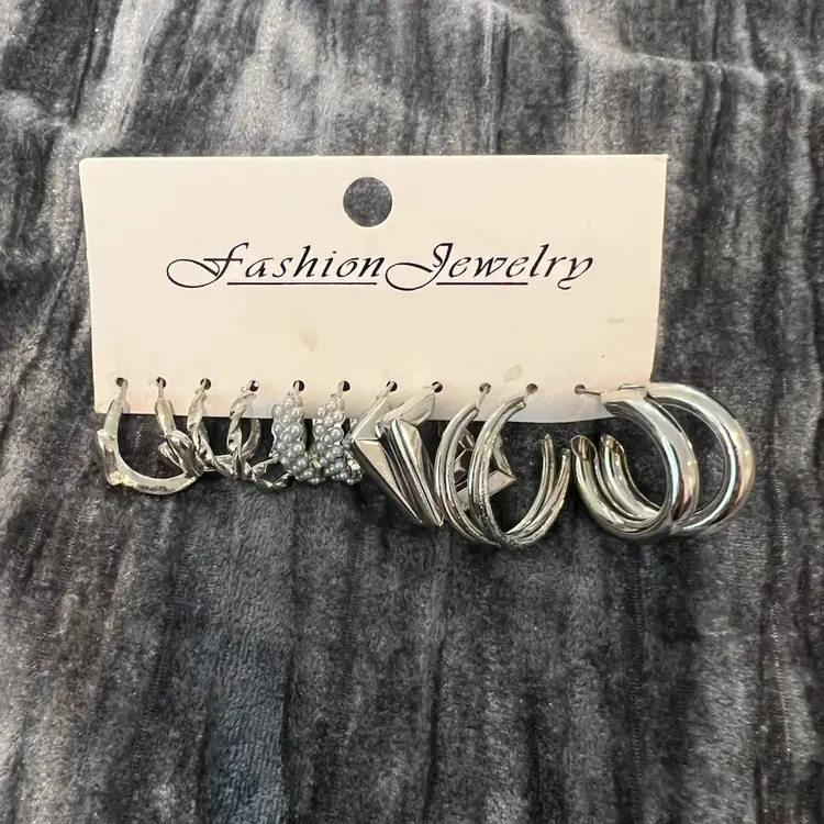 Silver Hoop and Stud Earring Set