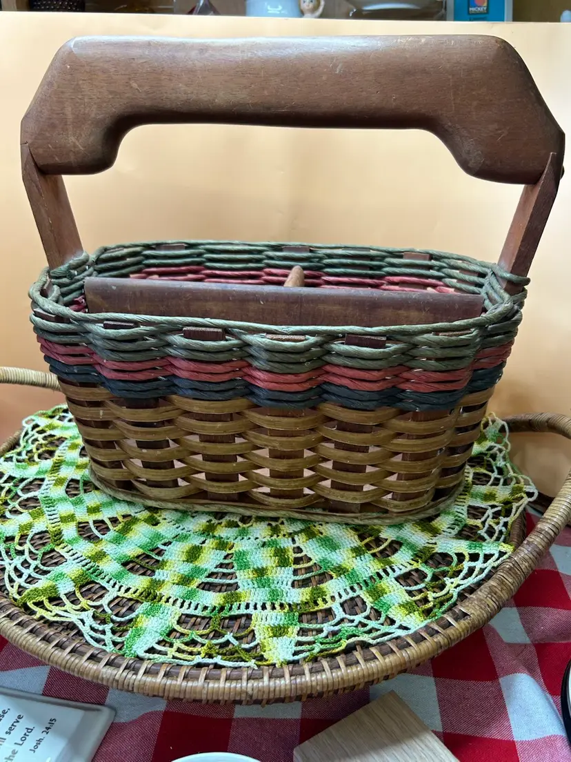 Handmade Compartmentalized Picnic Basket-Signed And Data