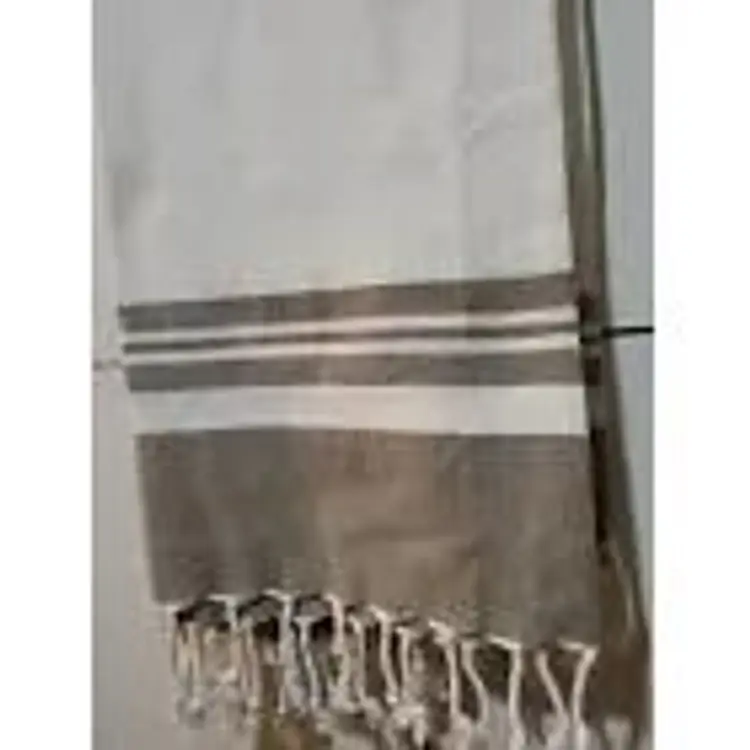 Turkish Beach Towel 100% Cotton White Beige Fringe Quick Dry Extra Long 37 x 70