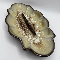 Vintage MCM Brown Drip Glaze Ceramic Ashtray Norleans Japan 10 in