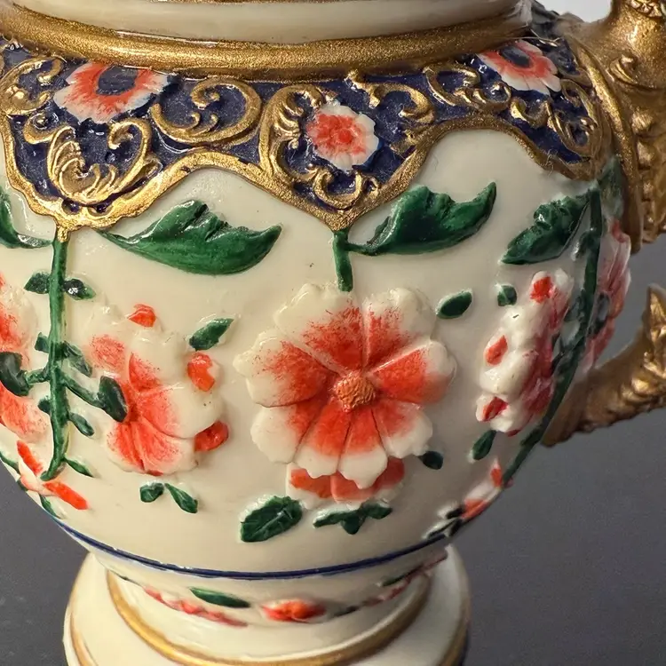 Collectible Nini’s Mini Teapot Trinket Box “Floral Urn” 3”