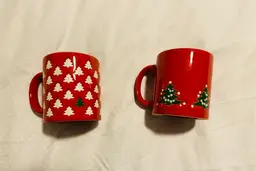 Vintage Waechtersbach Christmas Tree Mugs Seasonal Decor Retro Mid Century Modern Cottage Country Christmas