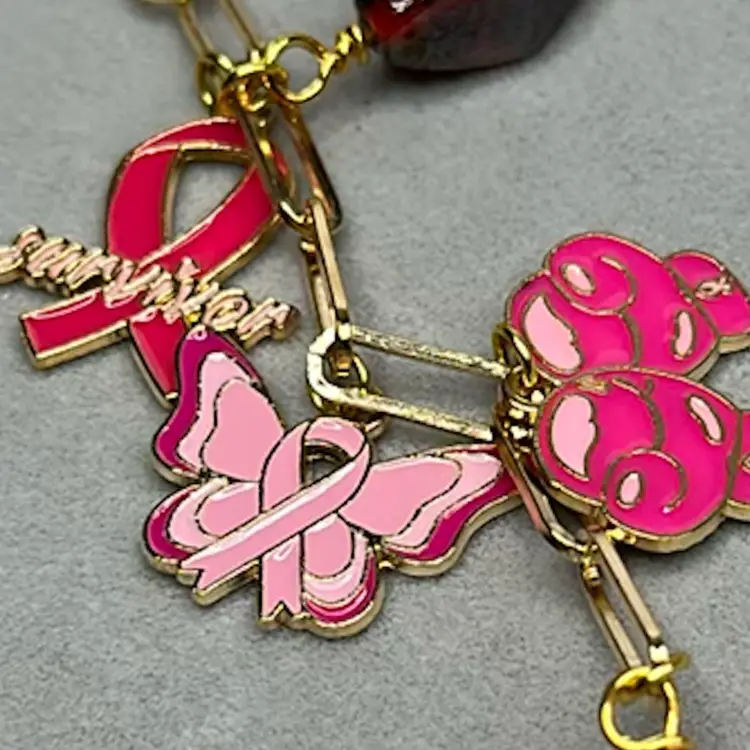 Pink Ribbon Purse/backpack Charm “survivor”