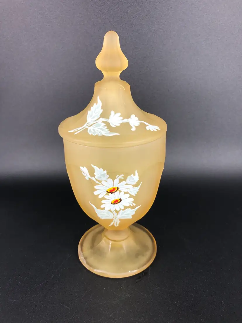 Vintage Westmoreland Yellow Daisy Covered Candy Dish