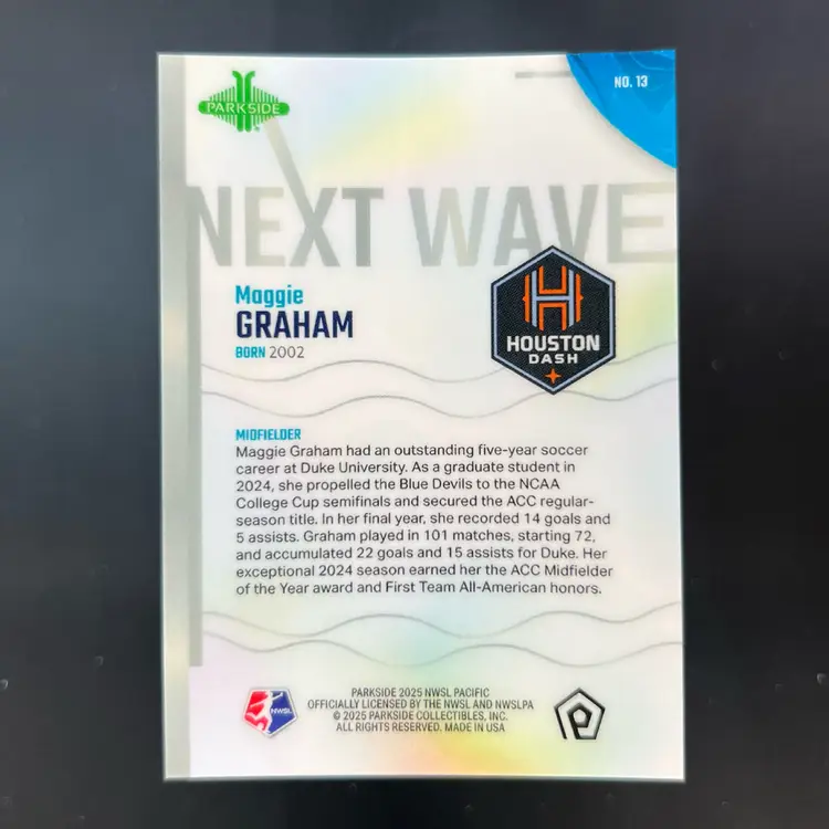 Maggie Graham 2025 Parkside NWSL Next Wave Green /99 Soccer Card
